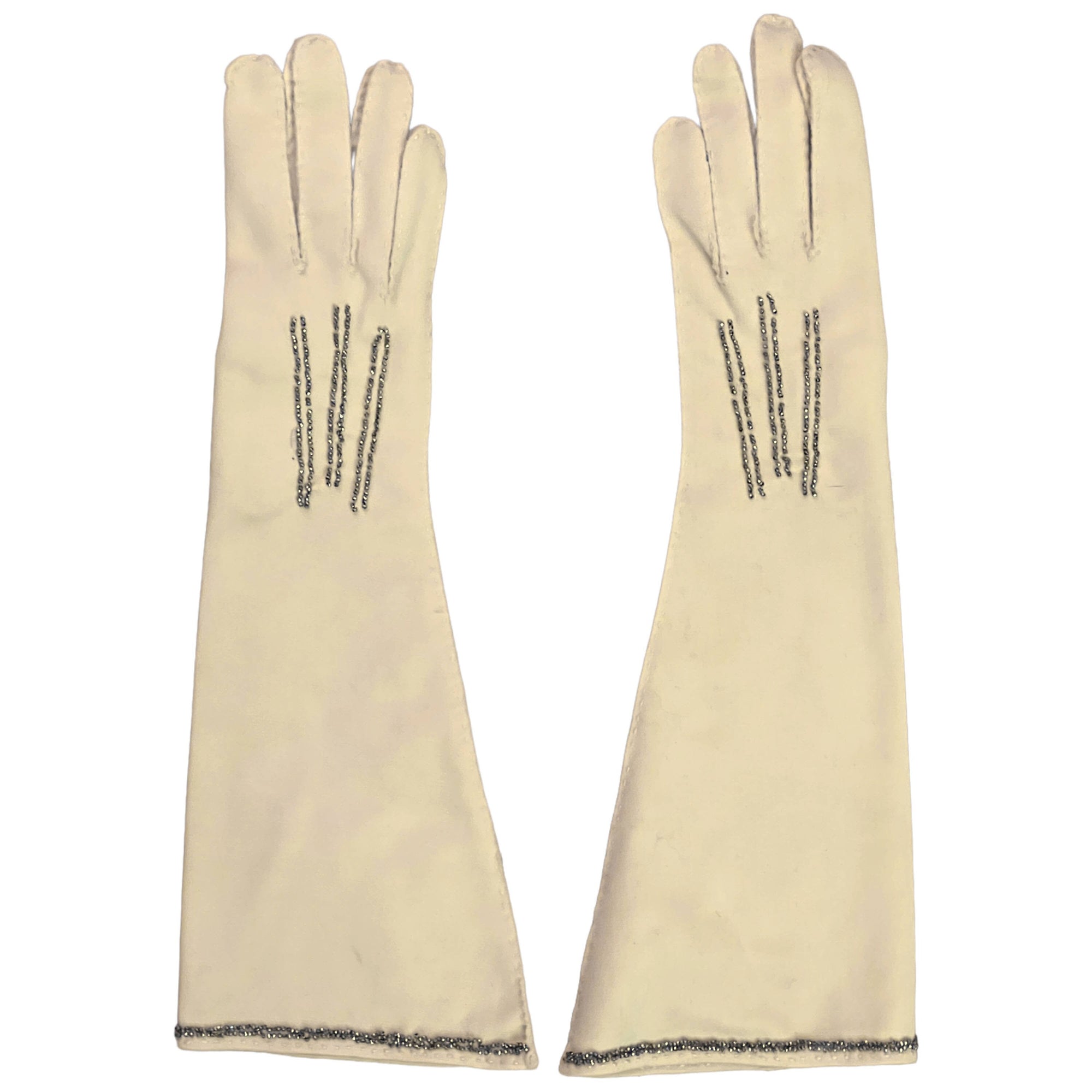 Vintage Unused 1950s 60s Beaded Gloves Paris Glove Size 6 - Poppy's Vintage Clothing