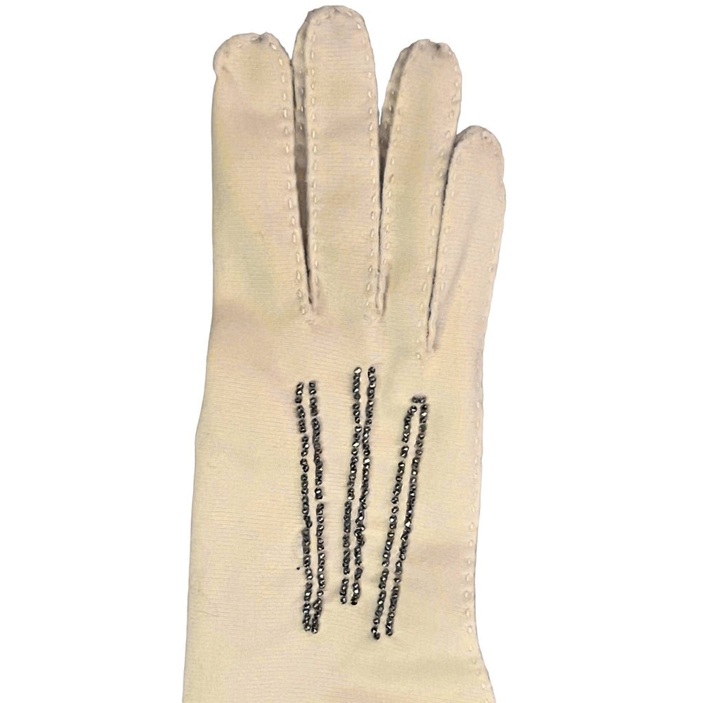 Vintage Unused 1950s 60s Beaded Gloves Paris Glove Size 6 - Poppy's Vintage Clothing