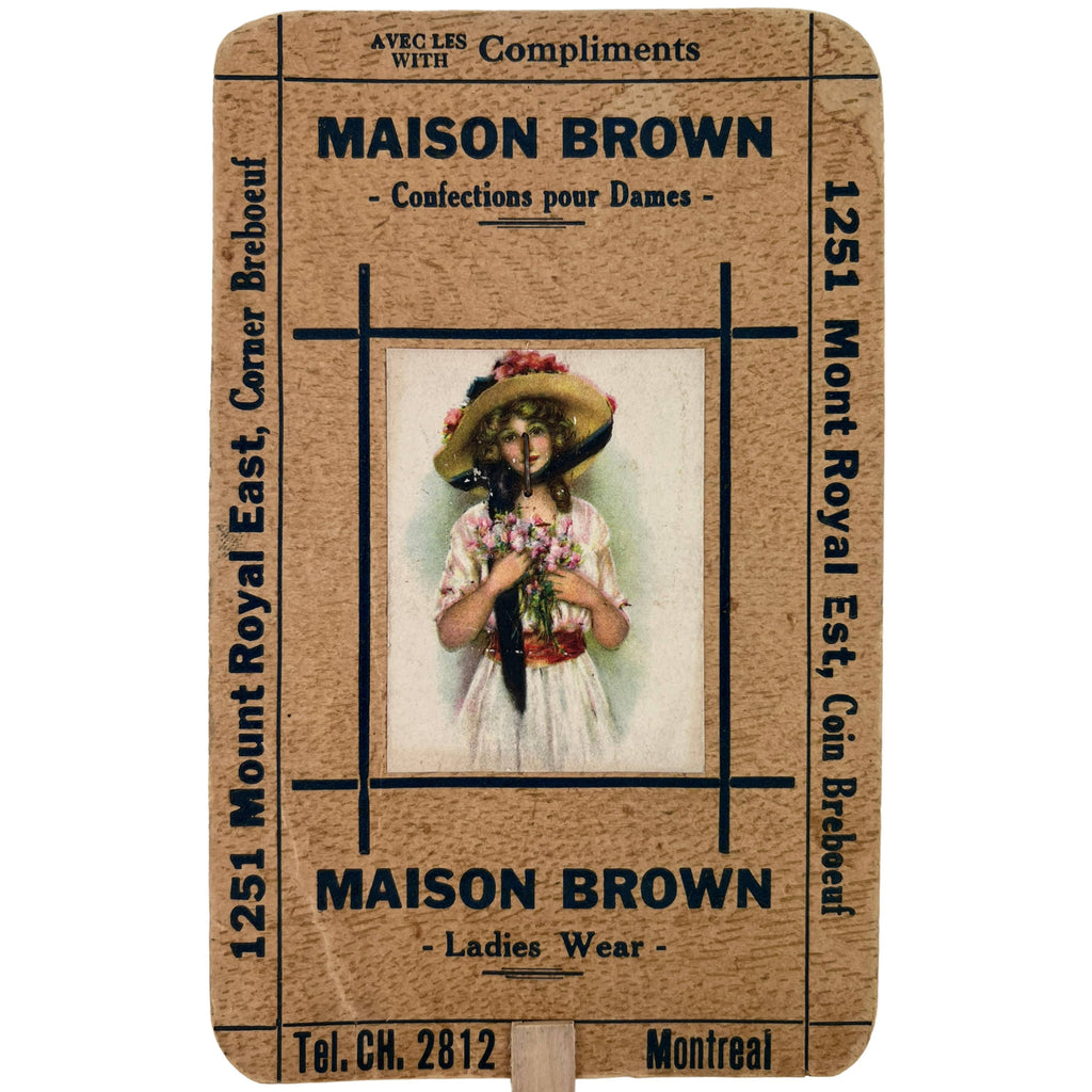 Antique Montreal Advertising Fan Ad Maison Brown Ladies Wear Advertisement - Poppy's Vintage Clothing