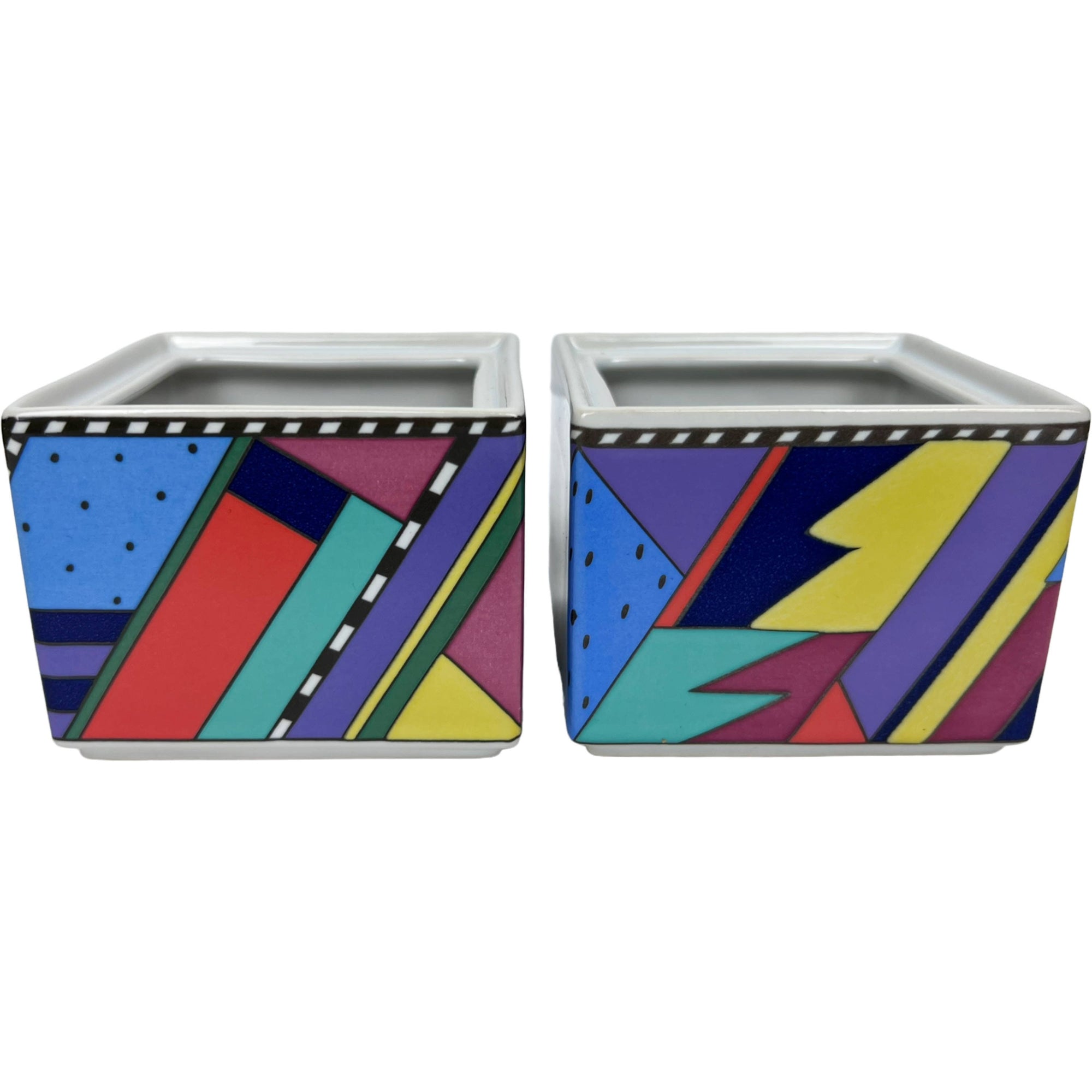 Vintage 1990s Rosenthal Porcelain Memphis Style Metropol Sugar Bowl No Lid Price Per Bowl - Poppy's Vintage Clothing