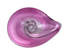 Large Val St Lambert Crystal Glass Centerpiece Bowl Pink Swirl Eye Teardrop Shape 14 x 10.5 - Poppy's Vintage Clothing