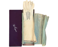 Vintage Unused 1950s 60s Beaded Gloves Paris Glove Size 6 - Poppy's Vintage Clothing