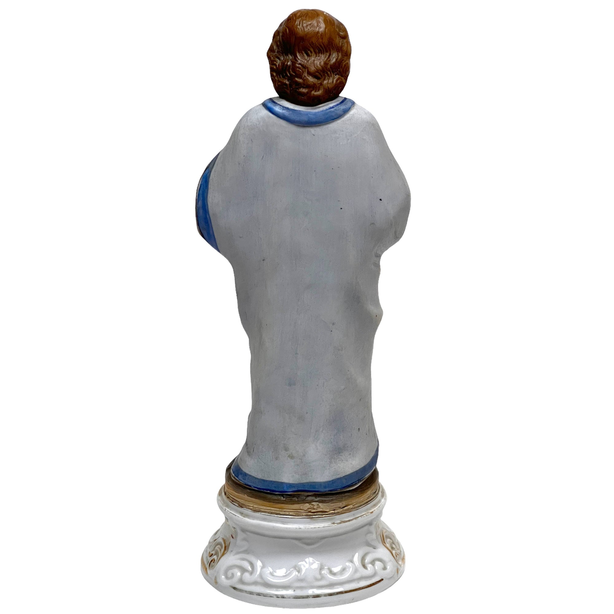 Antique Jesus Statue Sacred Heart Painted Porcelain 10.75 - Poppy's Vintage Clothing