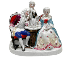 Antique Chess Players Figurine German Porcelain Figural Group - Poppy's Vintage Clothing