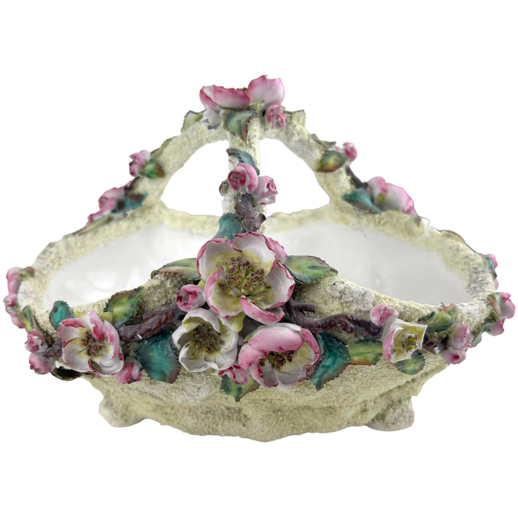 Antique Victorian Porcelain Flower Basket John Bevington Hanley Staffordshire c 1880 - Poppy's Vintage Clothing
