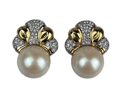 Vintage Nina Ricci Large Pearl Drop Earrings Clip-on Gold Plated - Poppy's Vintage Clothing