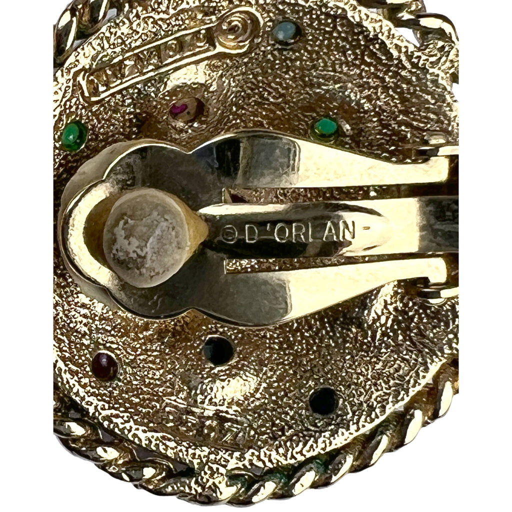 Vintage 1980s DOrlan Earrings Round Clip-on Gold Tone - Poppy's Vintage Clothing