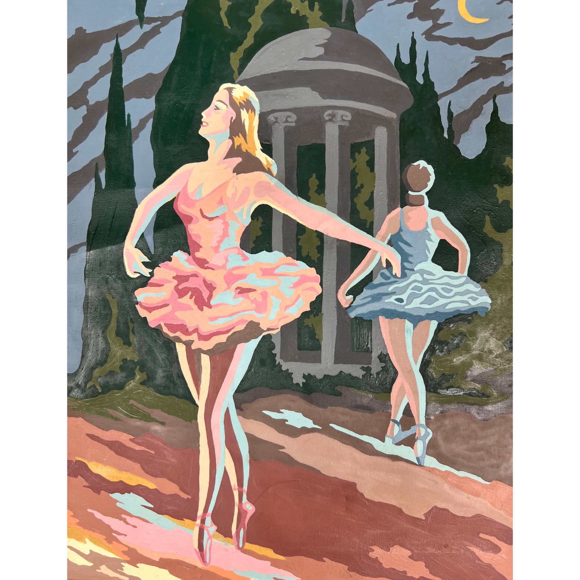 Vintage PBN Paint by Number Painting Moonlight Ballet Craft Master 41J - Poppy's Vintage Clothing