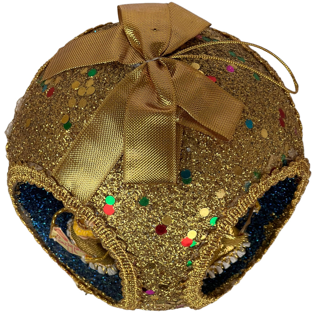 Large 1960s Vintage Christmas Ornament Glitter Diorama w 4 Angels Singing - Poppy's Vintage Clothing
