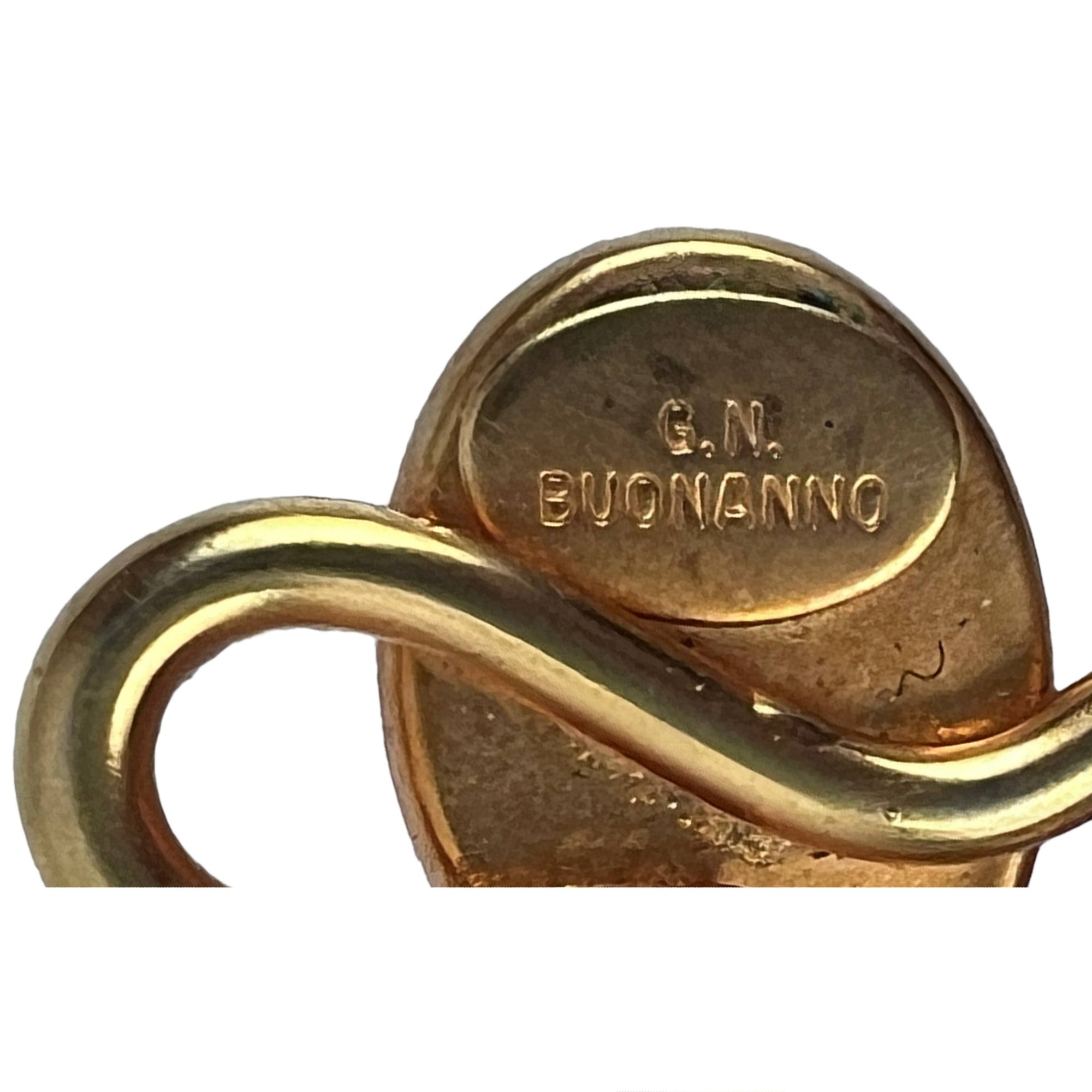 Vintage 1980s GN Buonanno Modernist Brooch Pin Gold Plated w Semi Precious Stones - Poppy's Vintage Clothing