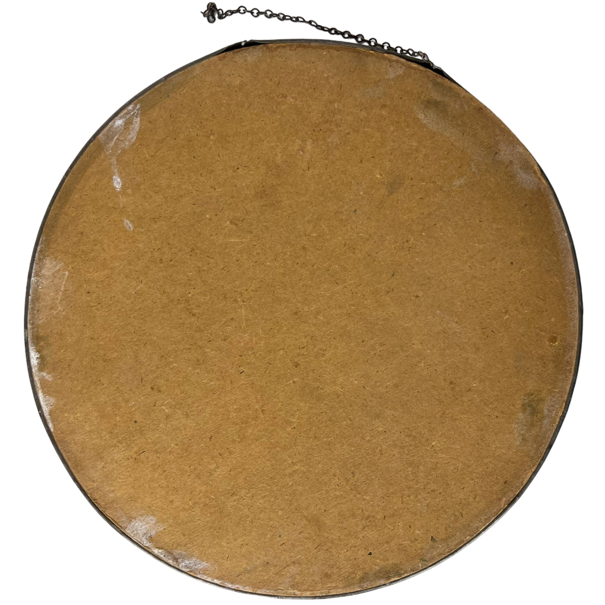 Antique Chromolitho Print Young Girl in Round Reverse Painted Glass Frame - Poppy's Vintage Clothing