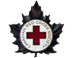 WWII Canadian Red Cross Society Badge Enamel Bronze By Birks - Poppy's Vintage Clothing
