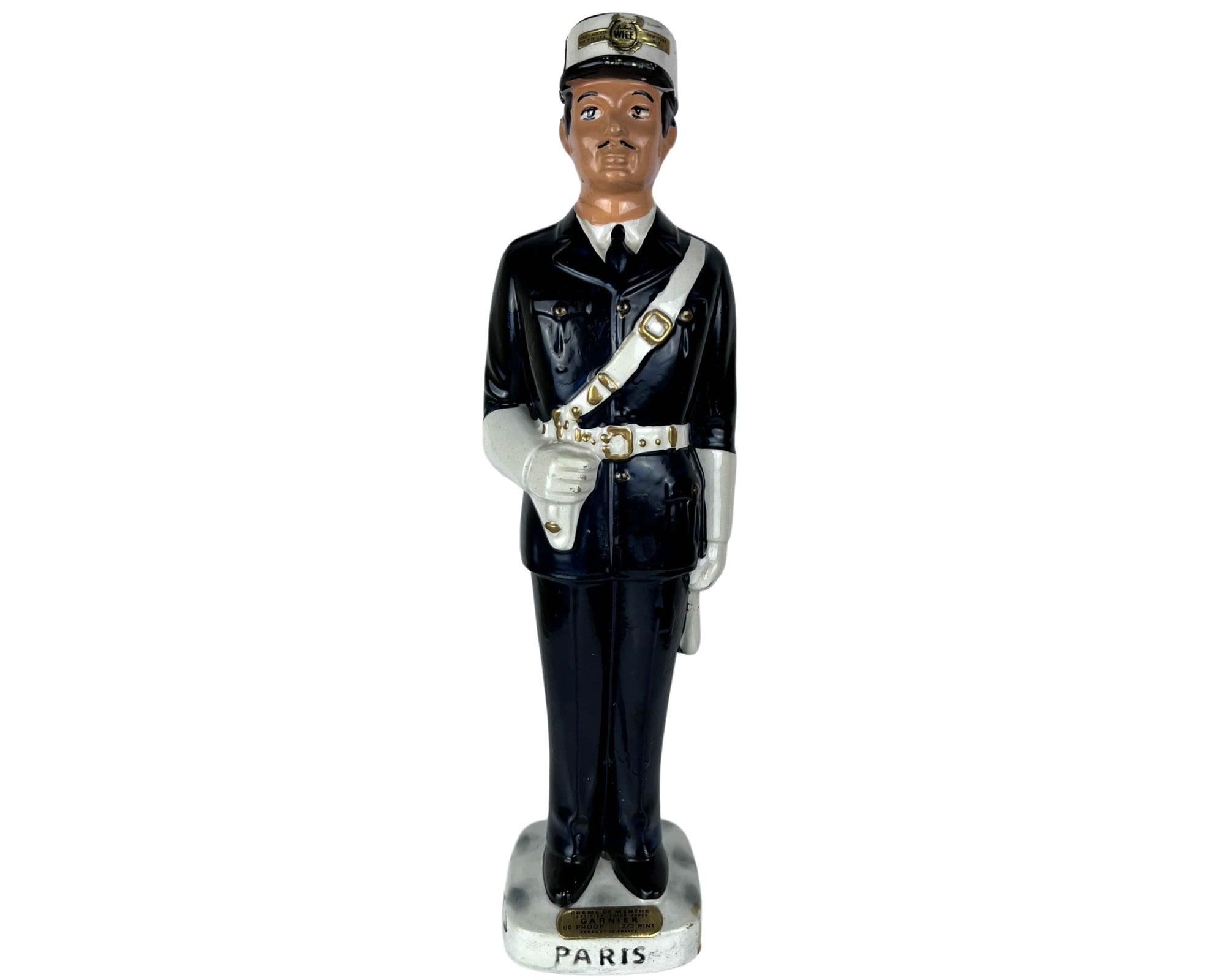 Vintage 1970 French Gendarme Figural Bottle Garnier Liqueur Police Man - Poppy's Vintage Clothing