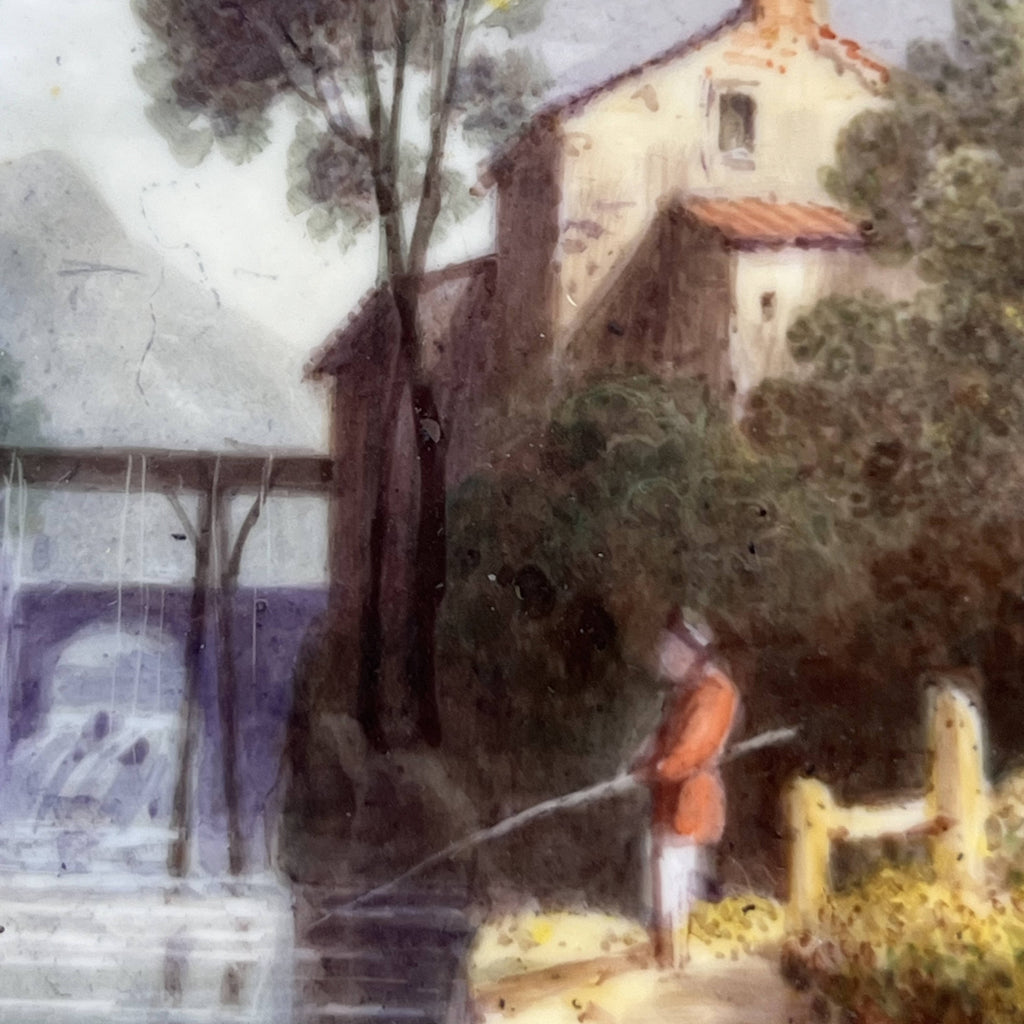 Antique H&R Daniel Queens Shape Low Comport Hand Painted Ambleside Cumbria Footed Plate - Poppy's Vintage Clothing