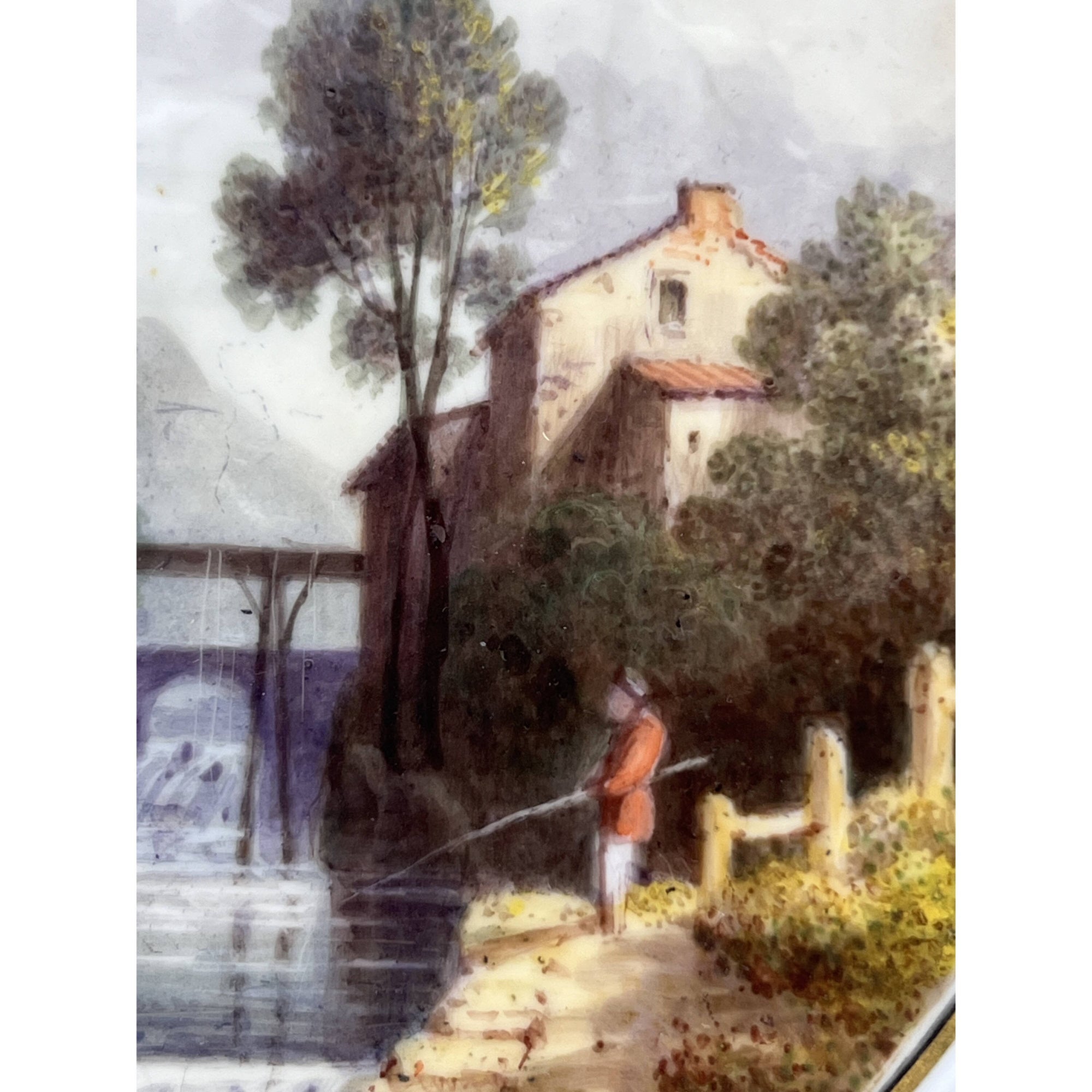 Antique H&R Daniel Queens Shape Low Comport Hand Painted Ambleside Cumbria Footed Plate - Poppy's Vintage Clothing