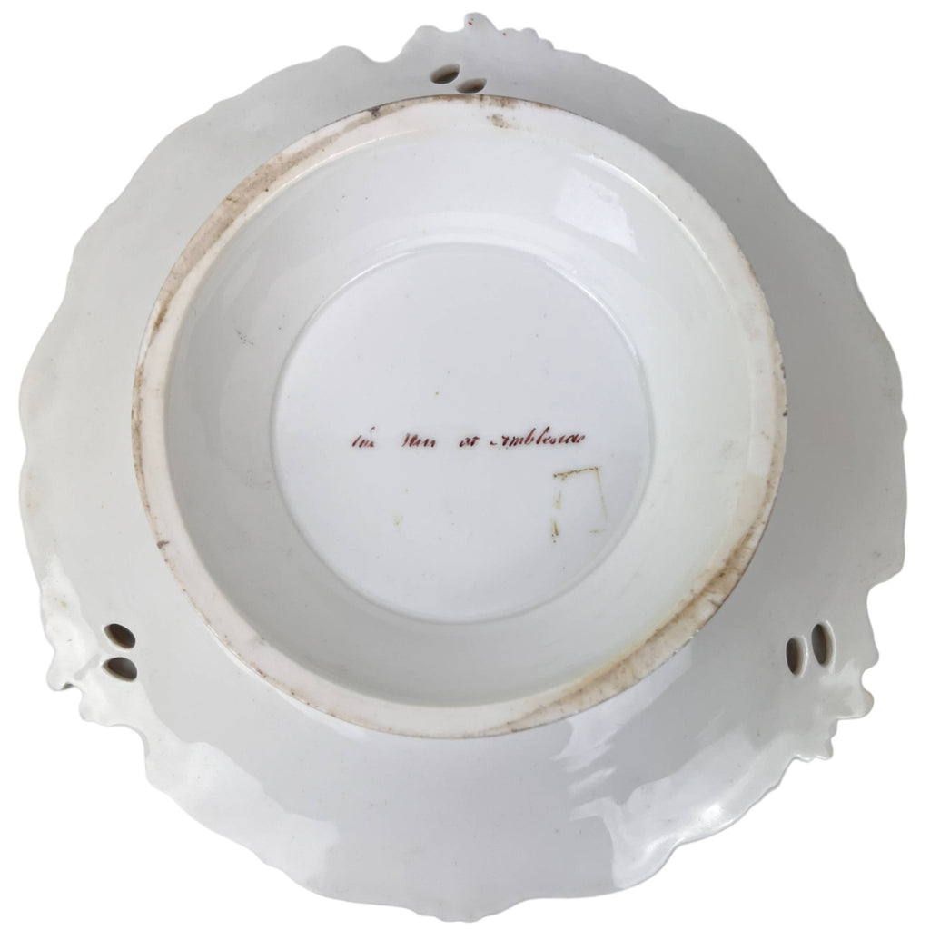 Antique H&R Daniel Queens Shape Low Comport Hand Painted Ambleside Cumbria Footed Plate - Poppy's Vintage Clothing