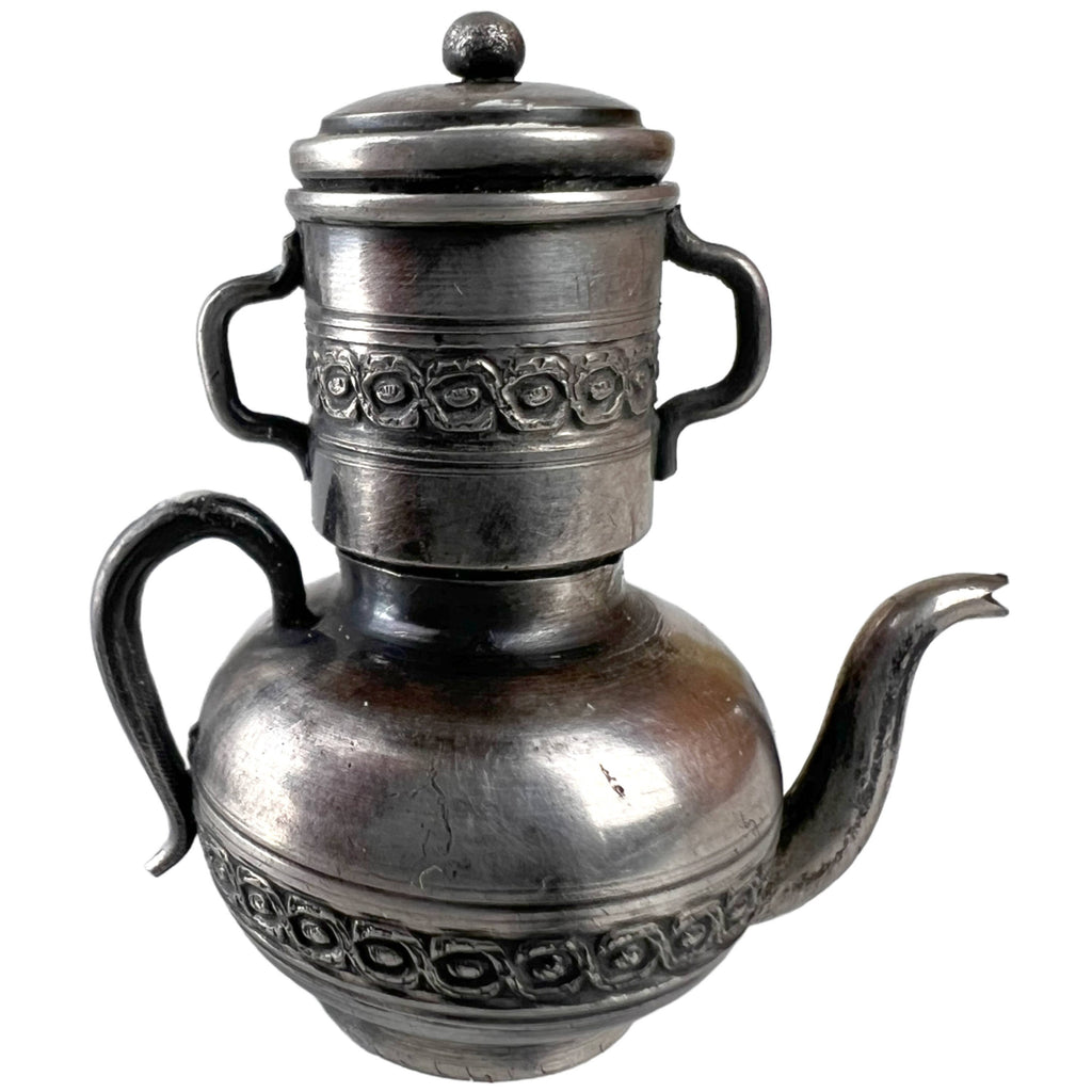 Antique 19th c French 800 Silver Miniature Coffee Pot Percolator Dollhouse Decor - Poppy's Vintage Clothing