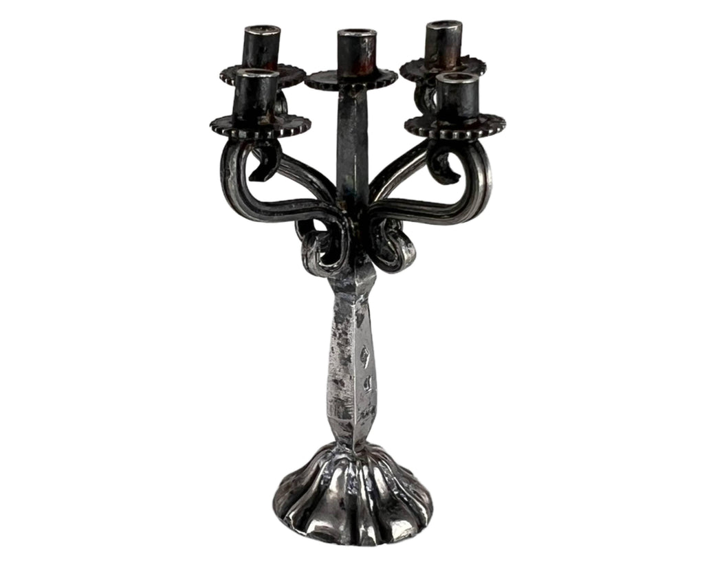 Antique Dollhouse Candelabra French Miniature 800 Silver Candle Holder Georges Fechoz - Poppy's Vintage Clothing