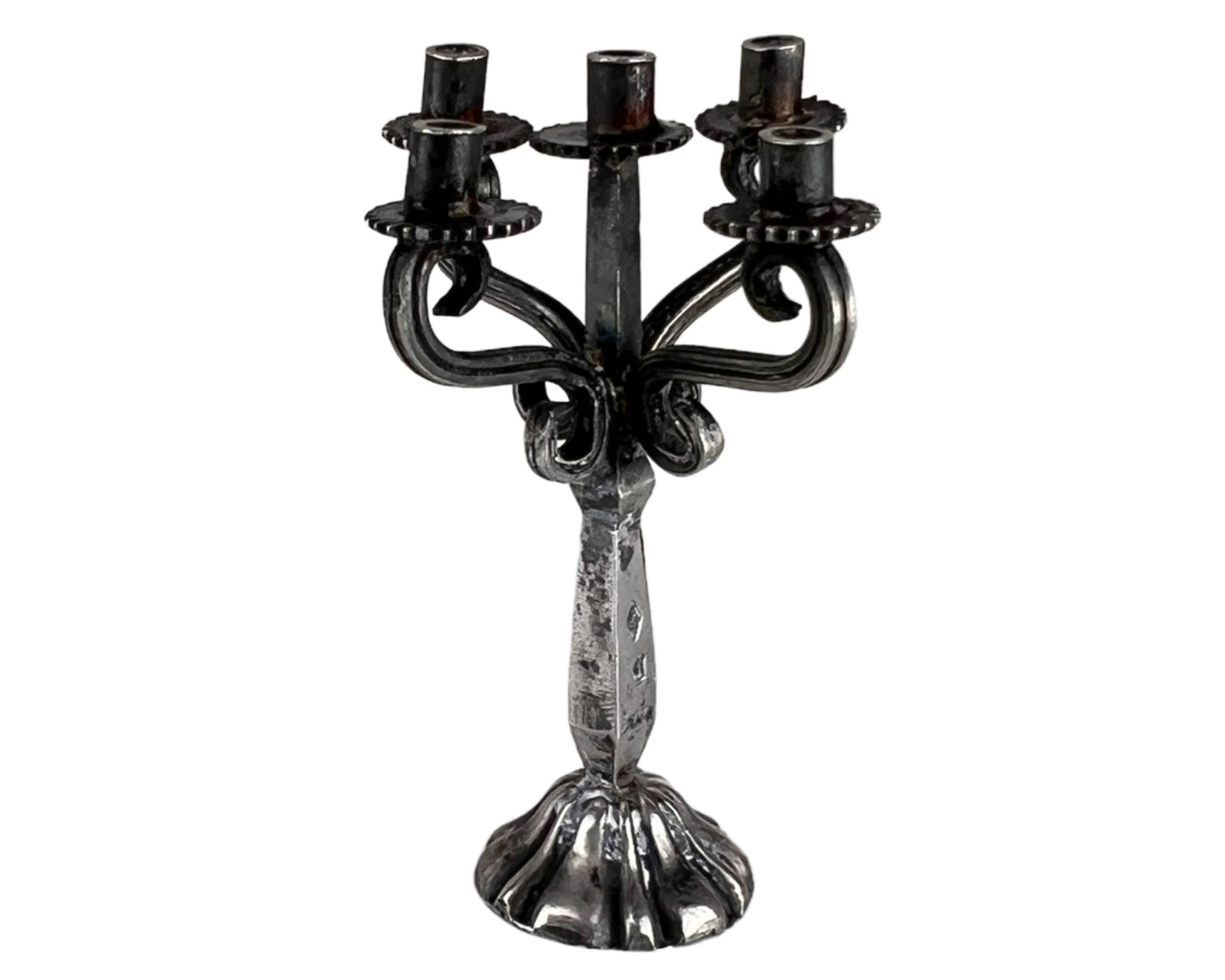 Antique Dollhouse Candelabra French Miniature 800 Silver Candle Holder Georges Fechoz - Poppy's Vintage Clothing