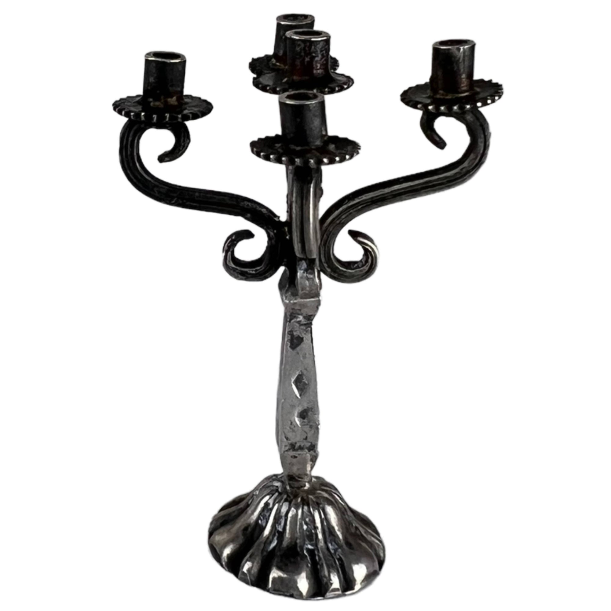 Antique Dollhouse Candelabra French Miniature 800 Silver Candle Holder Georges Fechoz - Poppy's Vintage Clothing
