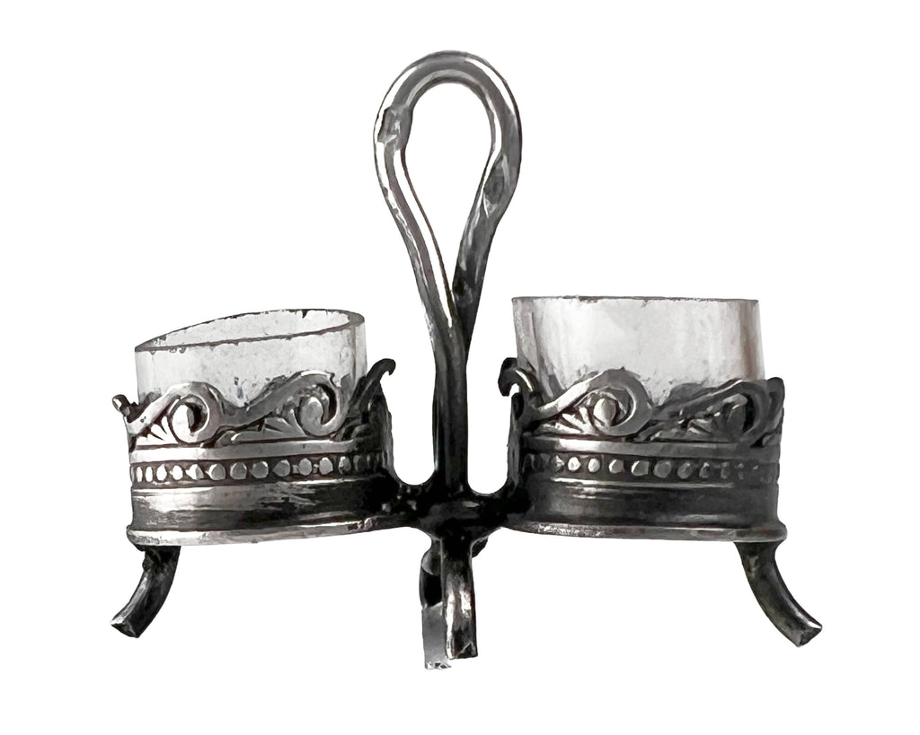 Antique French Dollhouse Miniature 800 Silver Relish Condiment Holder Signed - Poppy's Vintage Clothing