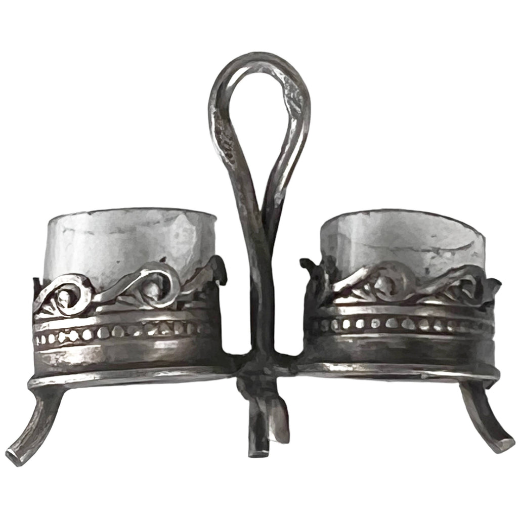 Antique French Dollhouse Miniature 800 Silver Relish Condiment Holder Signed - Poppy's Vintage Clothing