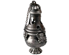 Antique French 800 Silver Miniature Thurible Catholic Incense Burner w Angels Georges Fechoz - Poppy's Vintage Clothing