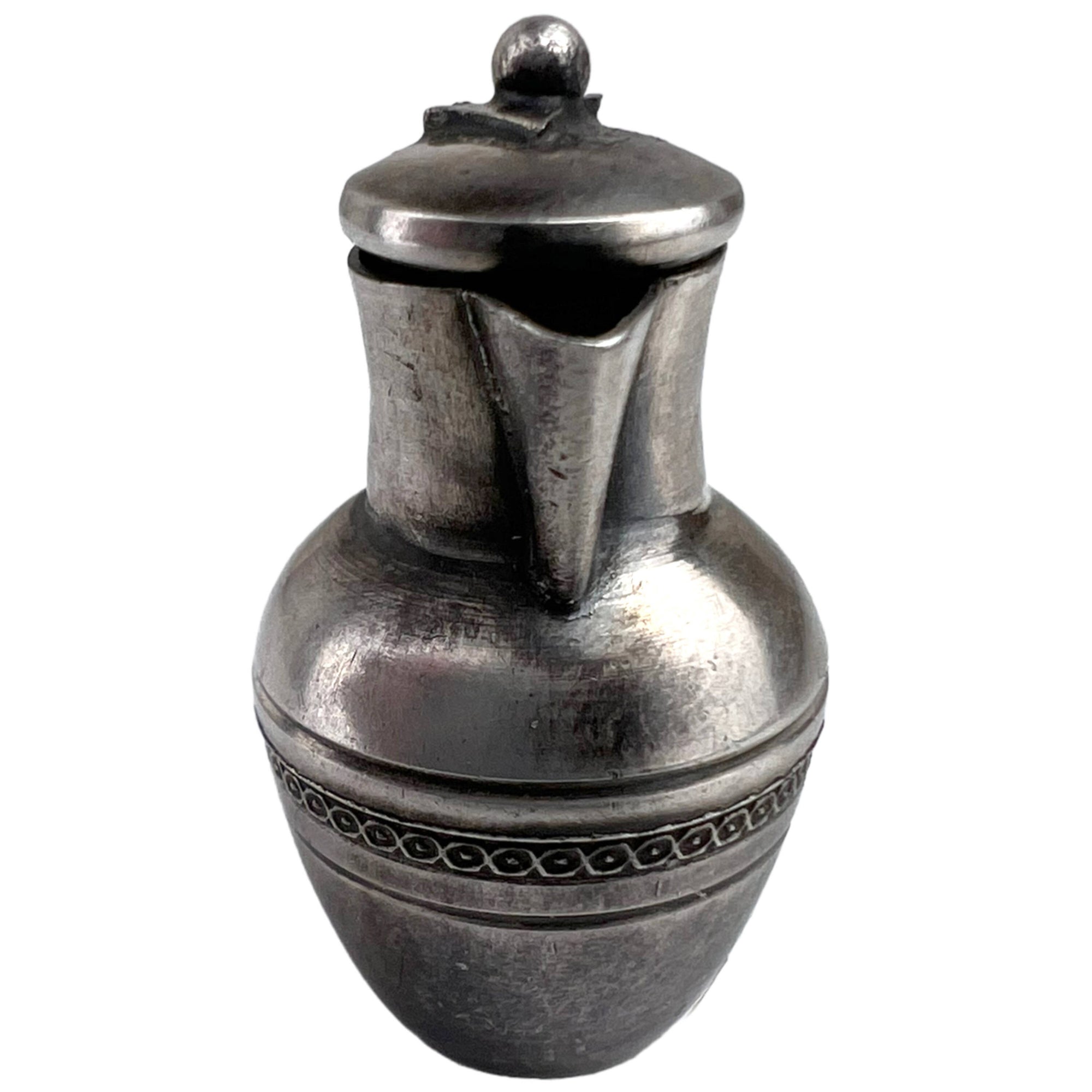 Antique French 800 Silver Dollhouse Miniature Carafe Lidded Pitcher Georges Fechoz - Poppy's Vintage Clothing