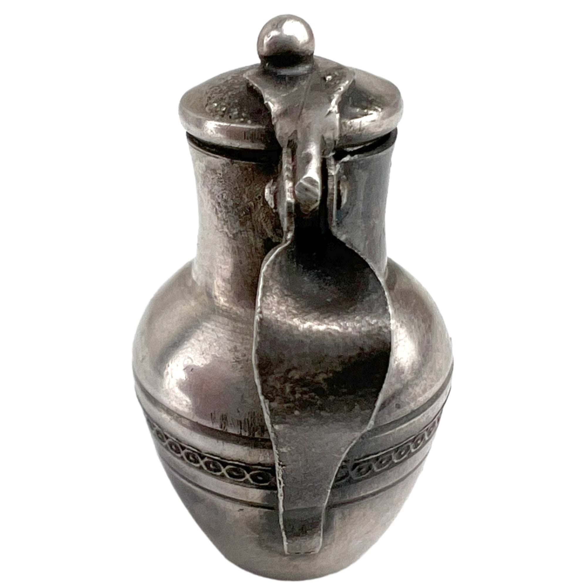 Antique French 800 Silver Dollhouse Miniature Carafe Lidded Pitcher Georges Fechoz - Poppy's Vintage Clothing