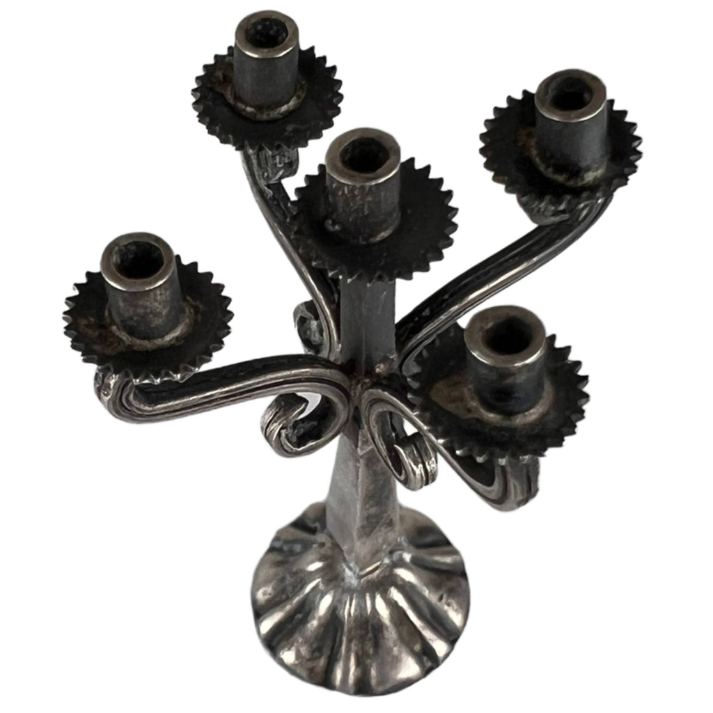 Antique Dollhouse Candelabra French Miniature 800 Silver Candle Holder Georges Fechoz - Poppy's Vintage Clothing