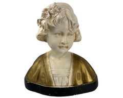 Art Nouveau Plaster of Paris Bust of Girl Gustave Van Vaerenbergh Belgium - Poppy's Vintage Clothing
