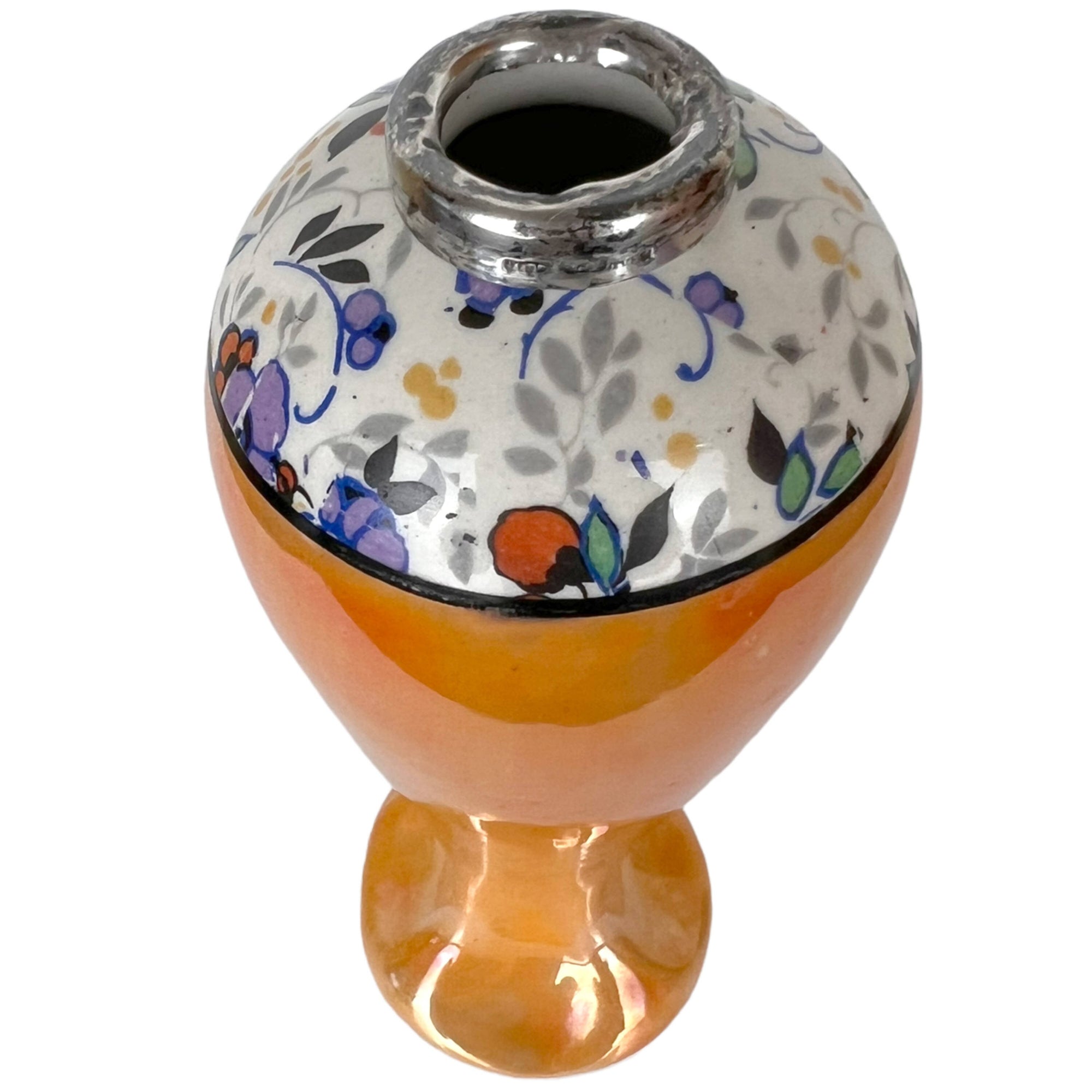 Art Deco 1920s Hat Pin Holder or Bud Vase Sterling Silver Banded Rocket Form Lancaster & Sons Hanley - Poppy's Vintage Clothing