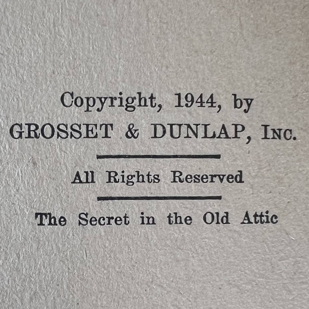 Nancy Drew Book The Secret in the Old Attic 1st Edition 2nd Printing - Poppy's Vintage Clothing