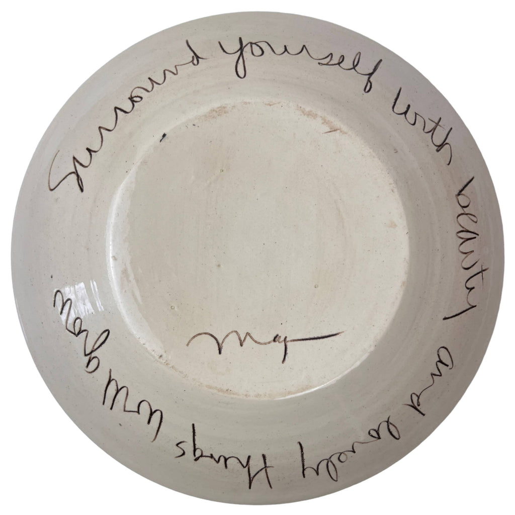 Vintage 1990s Sandra Magsamen Art Pottery Plate Bowl Shape Signed 10.5 - Poppy's Vintage Clothing
