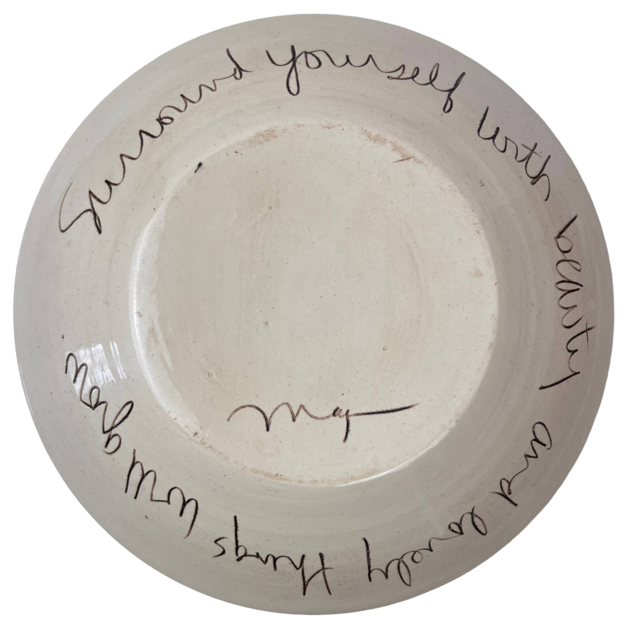 Vintage 1990s Sandra Magsamen Art Pottery Plate Bowl Shape Signed 10.5 - Poppy's Vintage Clothing