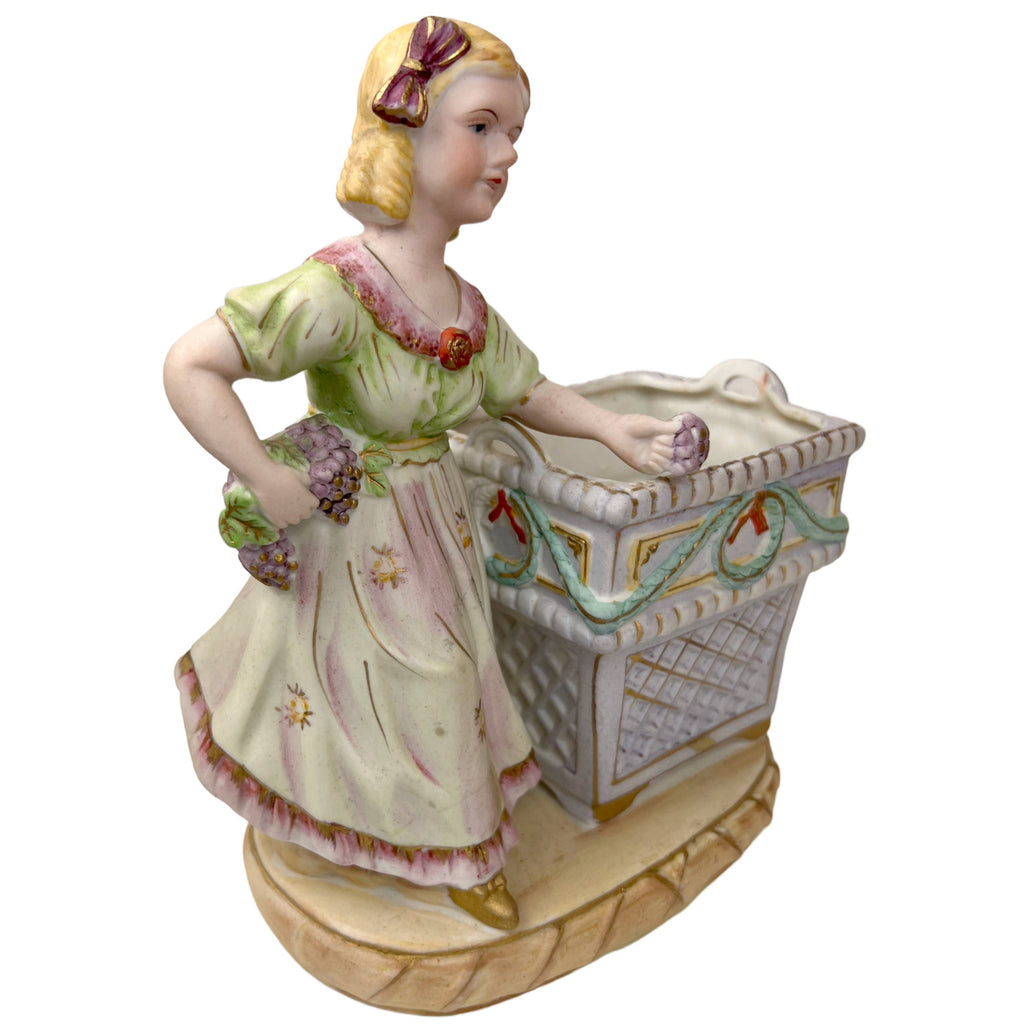 Vintage Bisque Porcelain Figural Planters Potpourri Boy & Girl Figurines - Poppy's Vintage Clothing