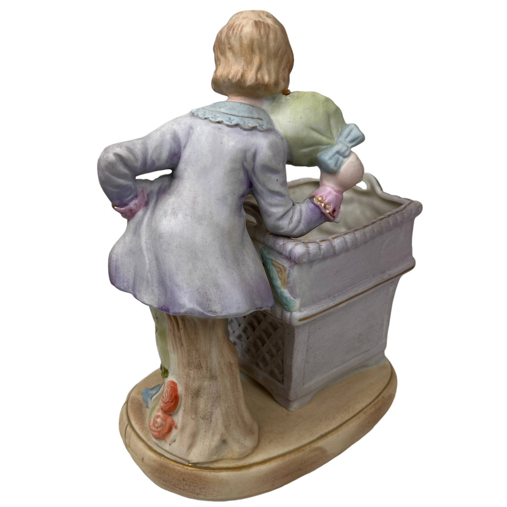 Vintage Bisque Porcelain Figural Planters Potpourri Boy & Girl Figurines - Poppy's Vintage Clothing