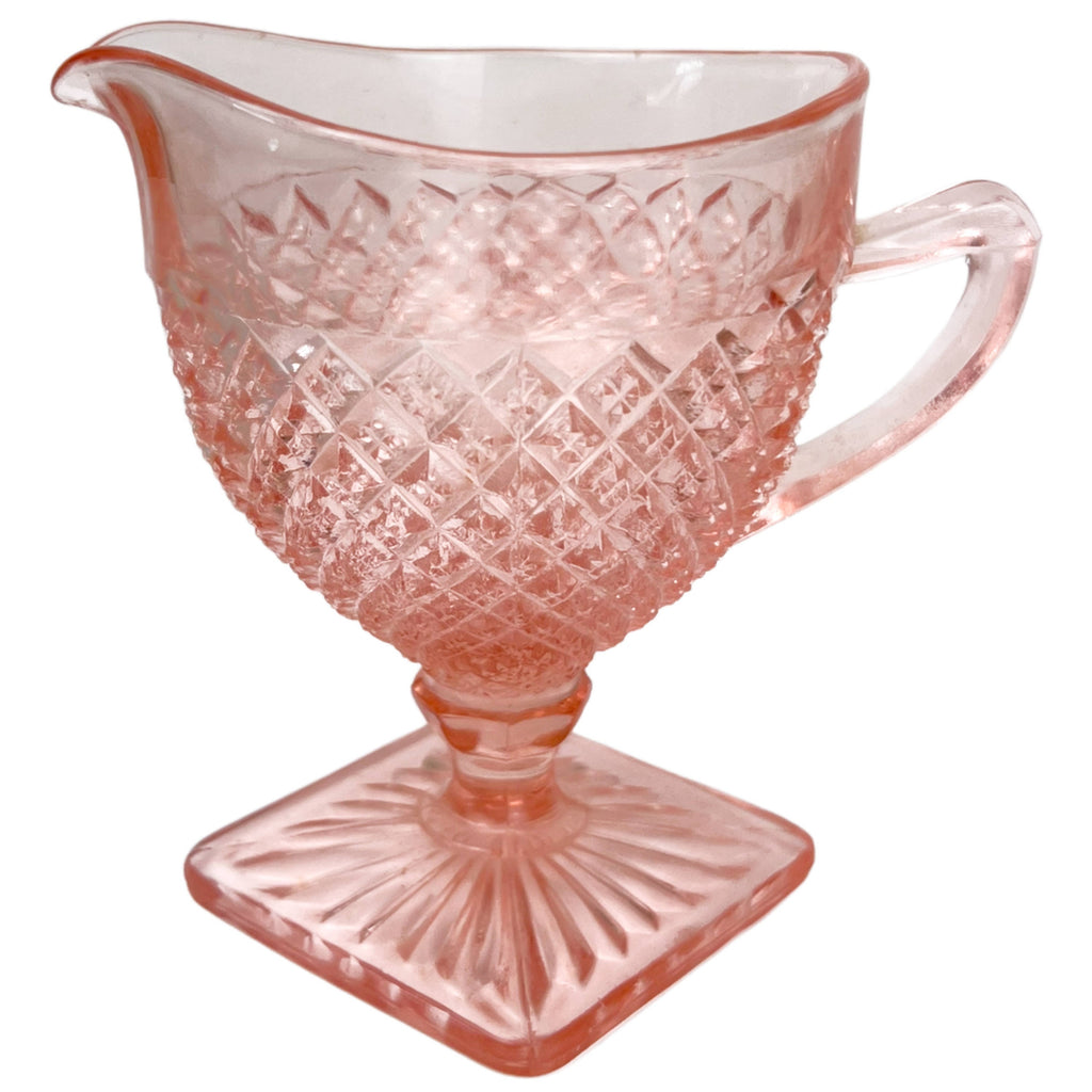Hocking Miss America Pink Depression Glass Creamer and Sugar - Poppy's Vintage Clothing