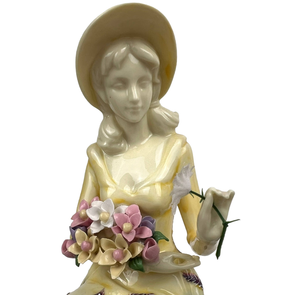 Vintage Italian Porcelain Figurine Adeline Lady with Flowers - Poppy's Vintage Clothing
