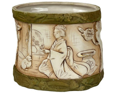 Antique Royal Dux Porcelain Japonaiserie Brush Pot - Poppy's Vintage Clothing