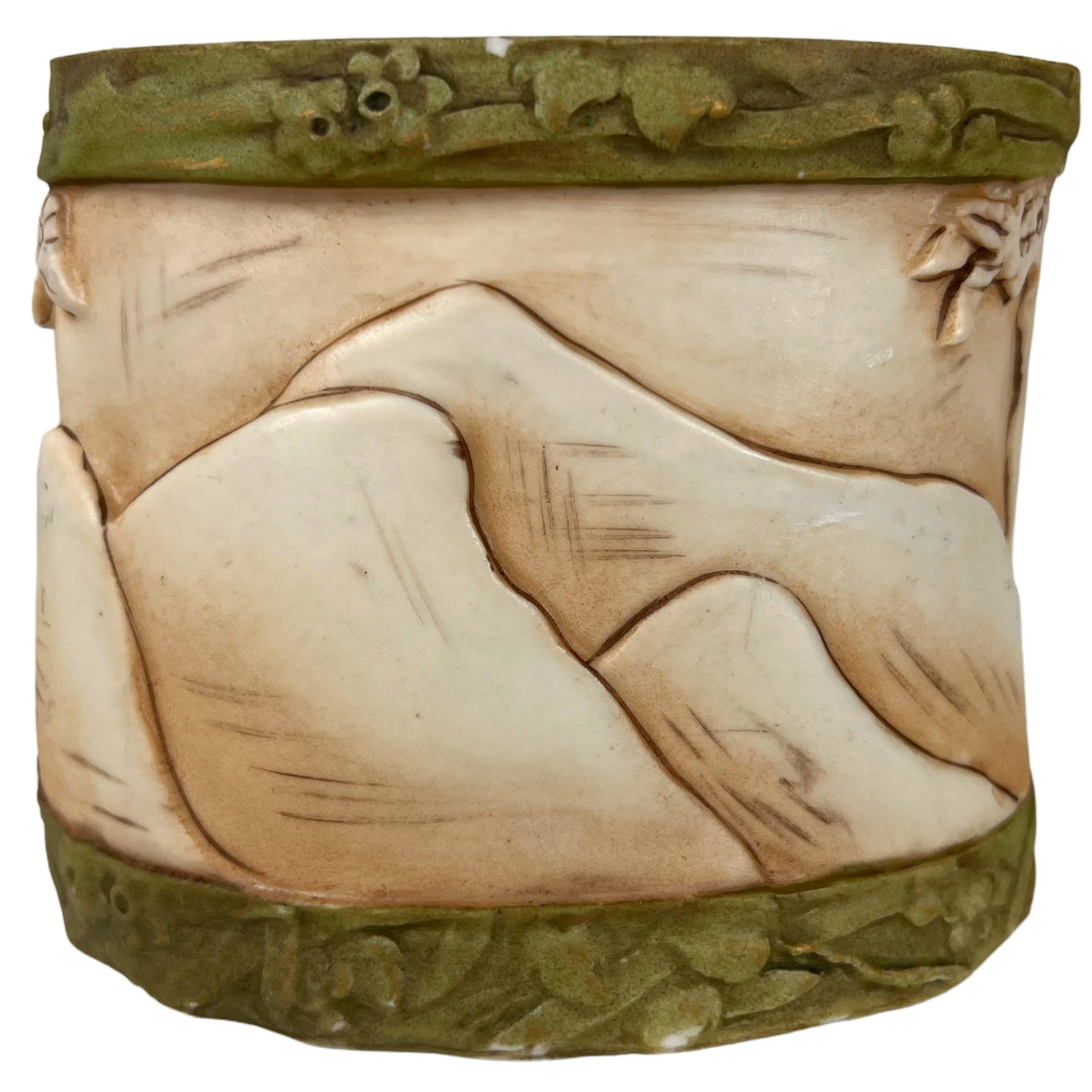 Antique Royal Dux Porcelain Japonaiserie Brush Pot - Poppy's Vintage Clothing