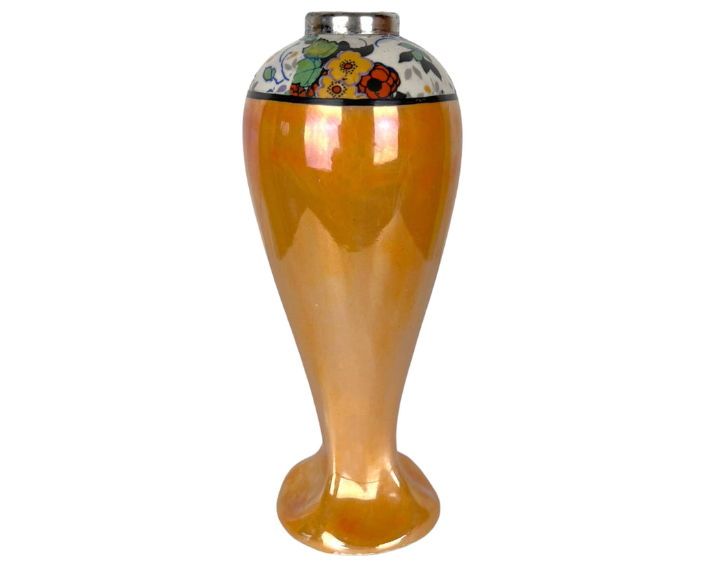 Art Deco 1920s Hat Pin Holder or Bud Vase Sterling Silver Banded Rocket Form Lancaster & Sons Hanley - Poppy's Vintage Clothing