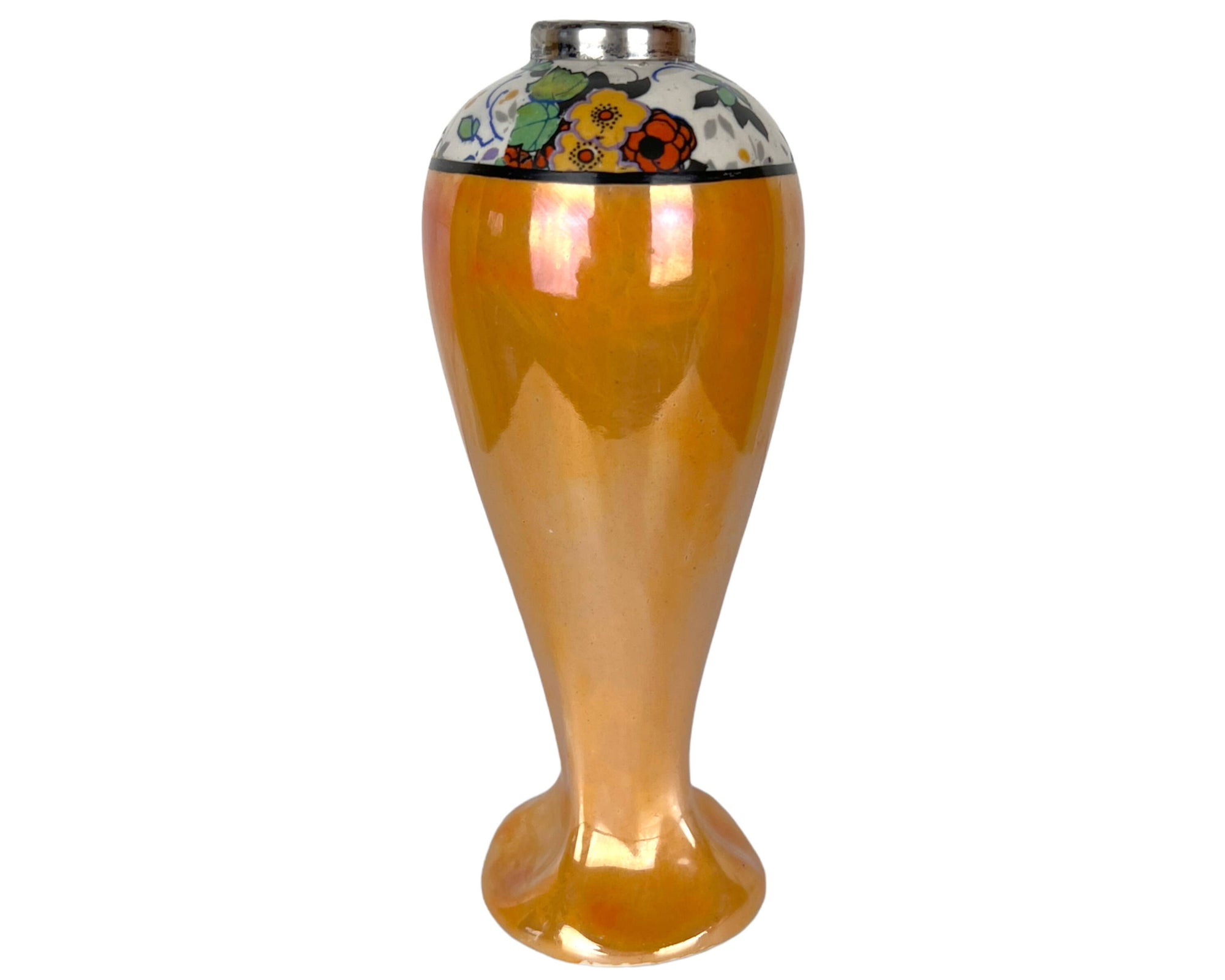 Art Deco 1920s Hat Pin Holder or Bud Vase Sterling Silver Banded Rocket Form Lancaster & Sons Hanley - Poppy's Vintage Clothing