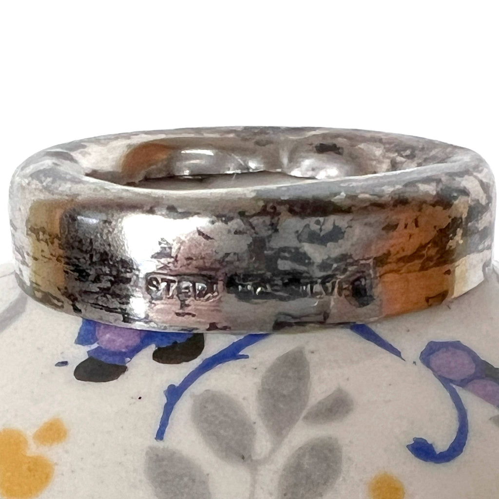 Art Deco 1920s Hat Pin Holder or Bud Vase Sterling Silver Banded Rocket Form Lancaster & Sons Hanley - Poppy's Vintage Clothing