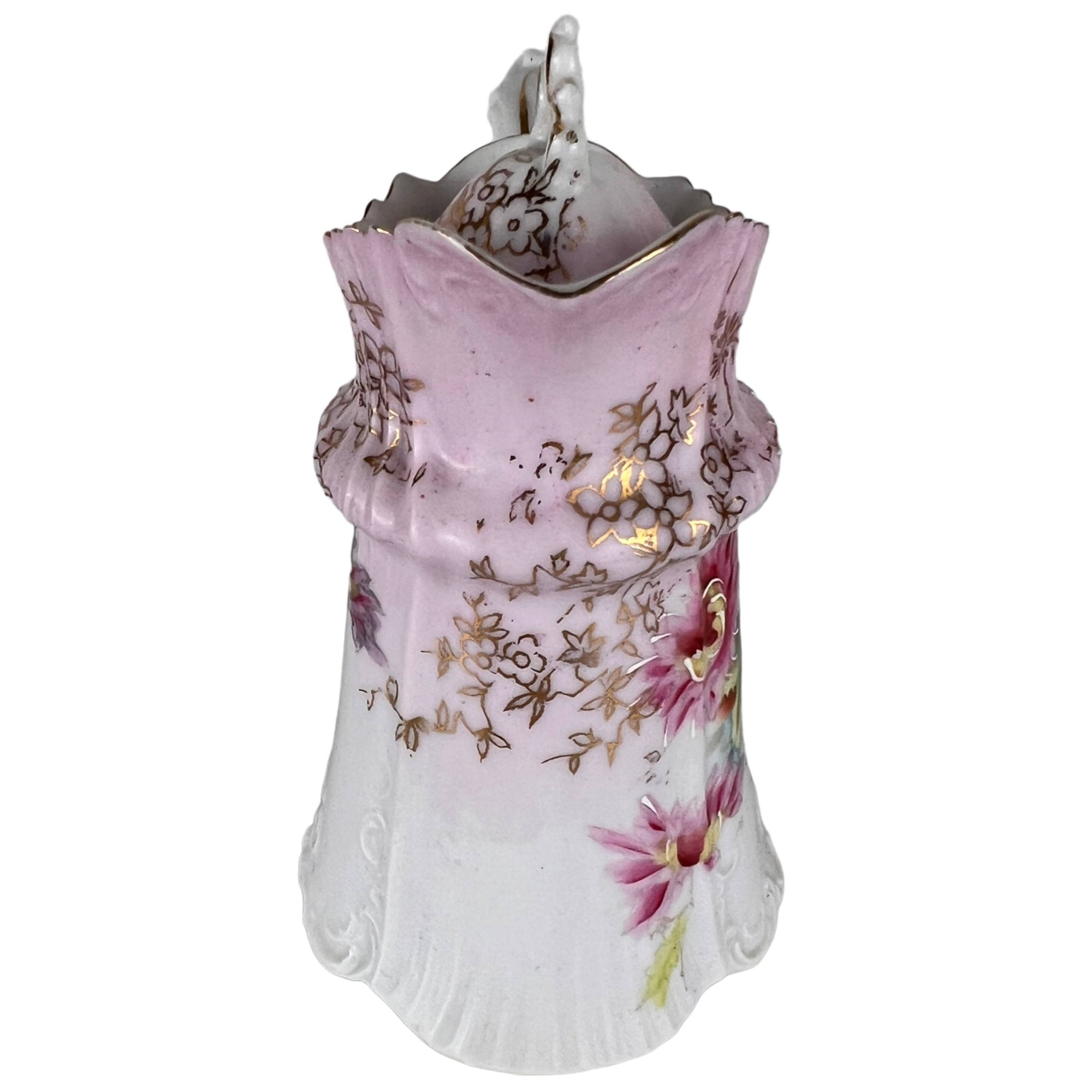 Antique Porcelain Syrup or Milk Jug Hand Painted Flowers - Poppy's Vintage Clothing