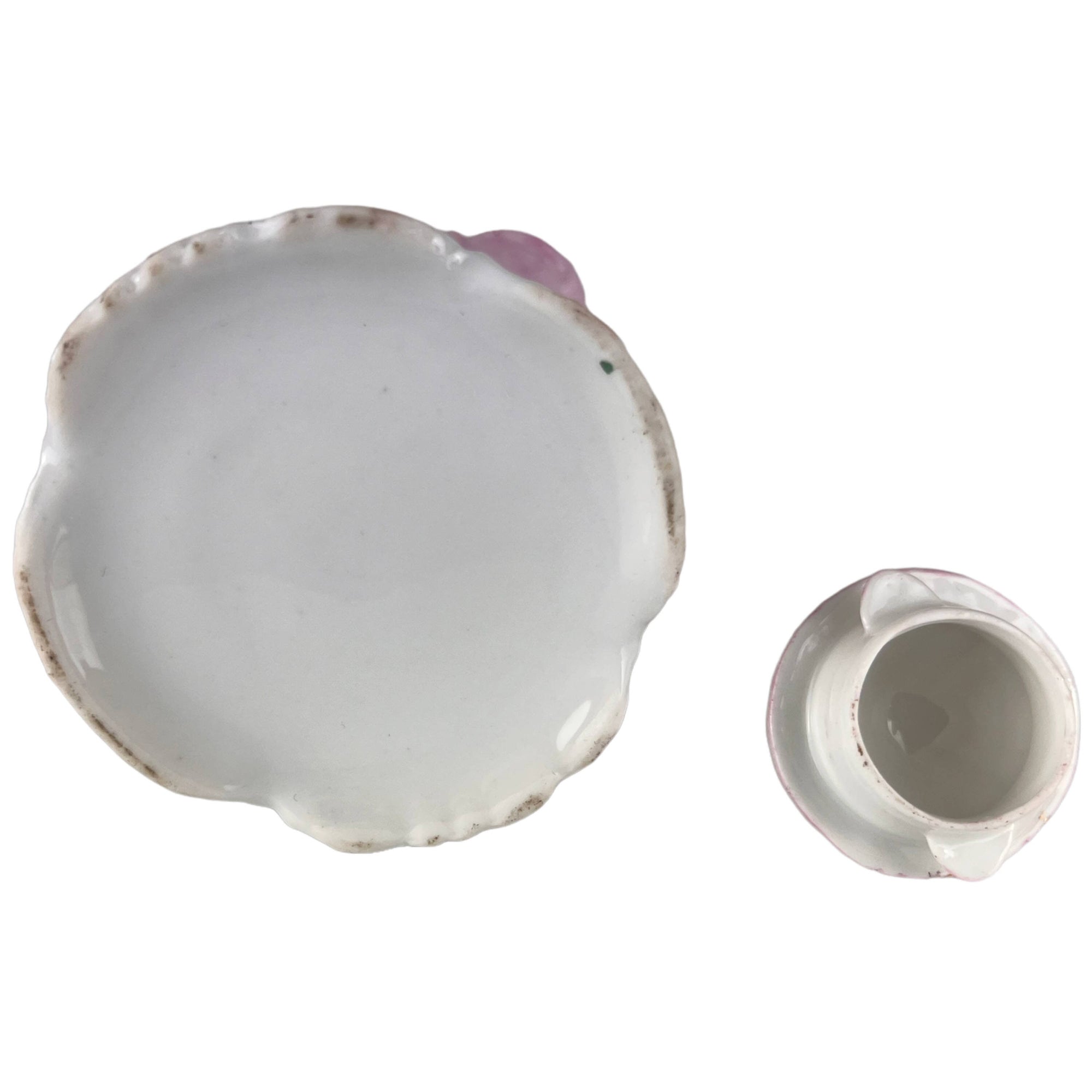 Antique Porcelain Syrup or Milk Jug Hand Painted Flowers - Poppy's Vintage Clothing