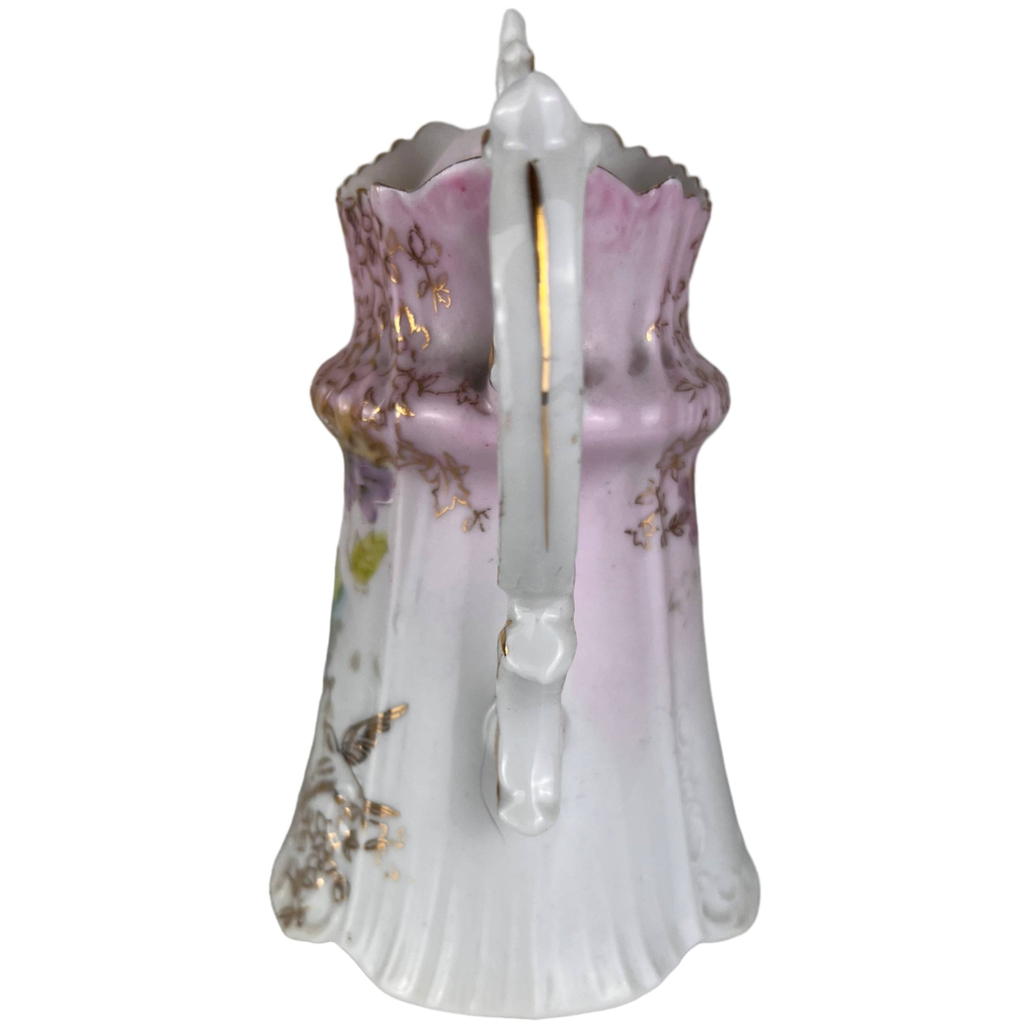 Antique Porcelain Syrup or Milk Jug Hand Painted Flowers - Poppy's Vintage Clothing