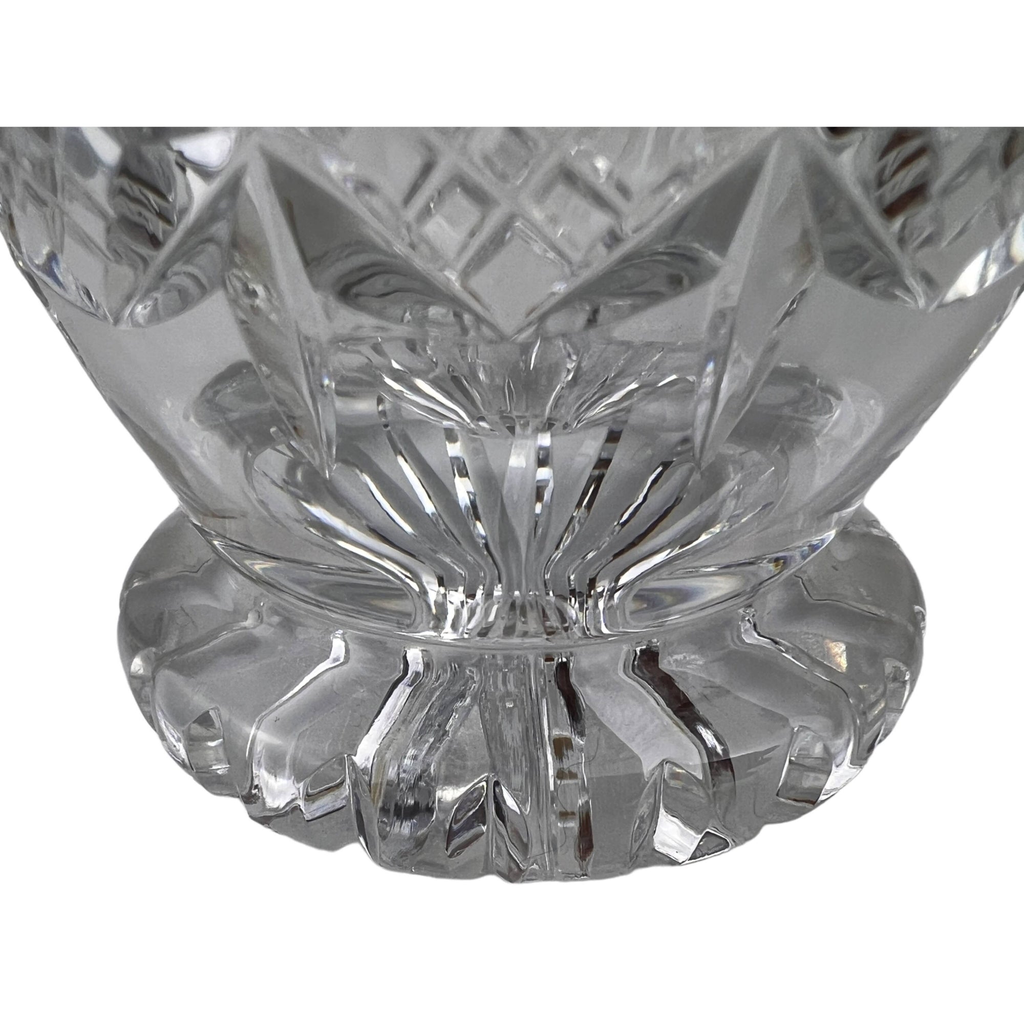Vintage Clear Cut Crystal Glass Footed Vase 8 - Poppy's Vintage Clothing