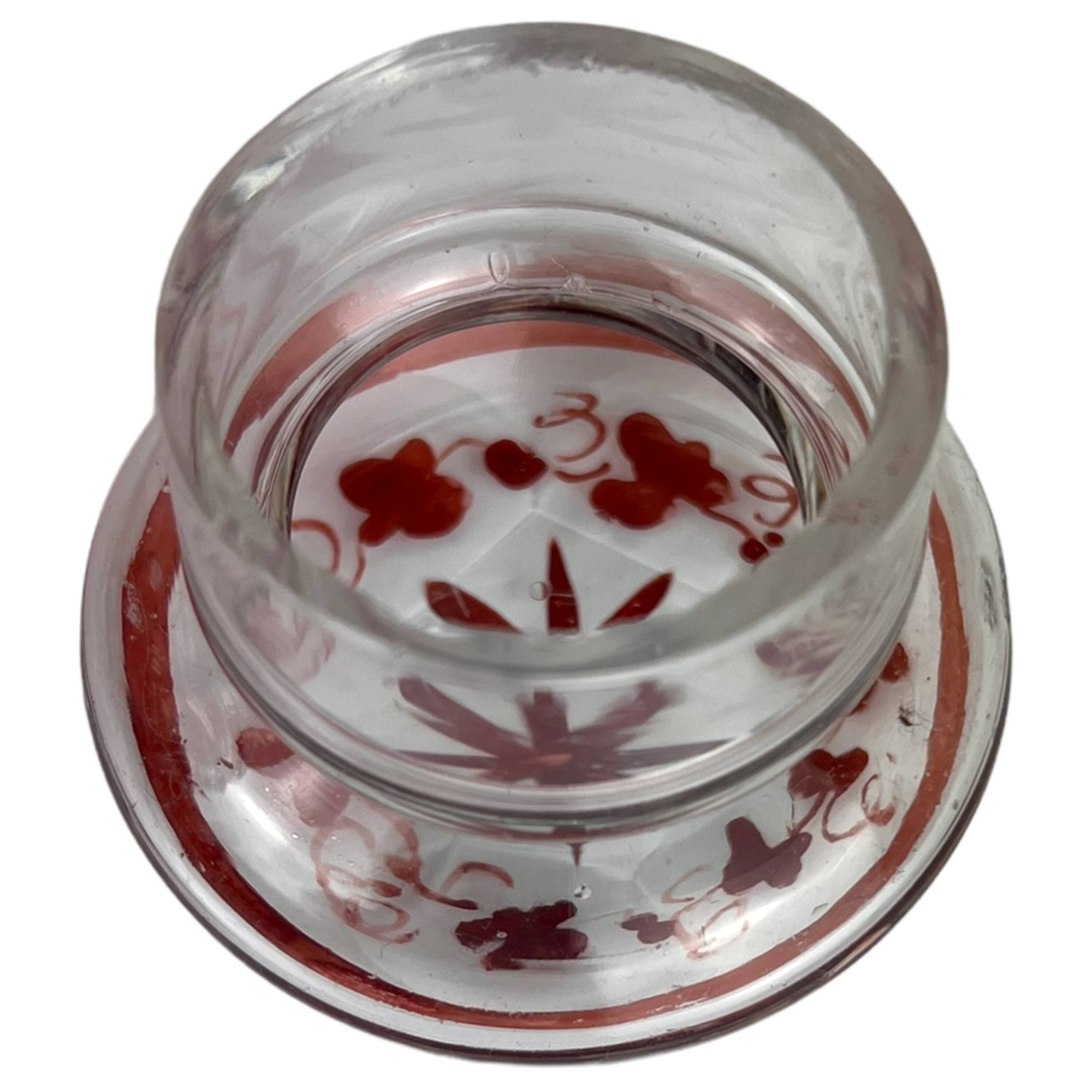 Antique Bohemian Glass Vanity Bottle Ruby on Clear - Poppy's Vintage Clothing