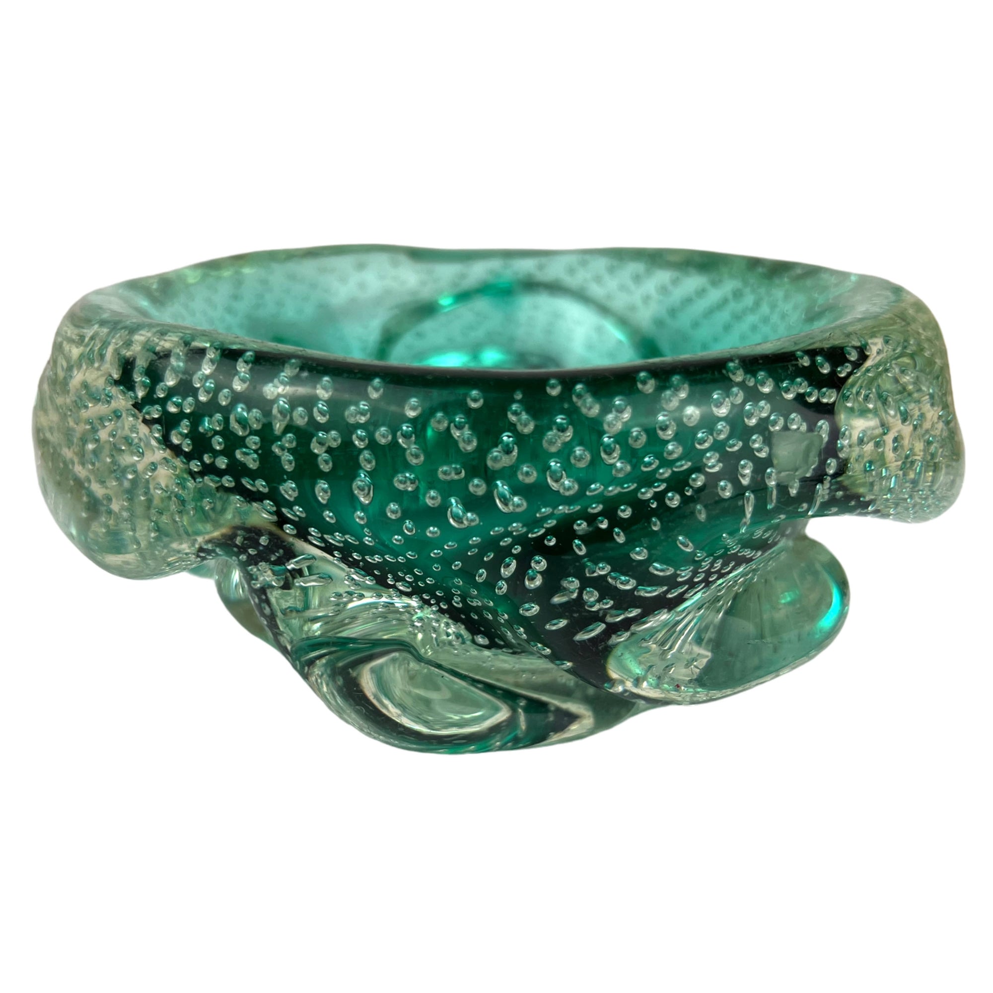 Vintage Kosta Glass Bowl or Ashtray Elis Bergh Controlled Bubble Heavy Hand Blown - Poppy's Vintage Clothing